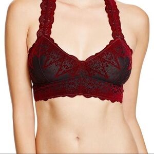 Free People Lace Bralette in Beetroot & Black